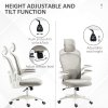 Vinsetto High Back Office Chair, Mesh Computer Desk Chair with Rotatable Headrest, 4D Lumbar Support, Flip-up Arm, Adjustable Height, Grey