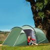Outsunny 2-3 Person Tunnel Tent with Sewn-in Groundsheet, Air Vents, Rainfly, 2000mm Water Column, Camping Tent with 1 Bedroom, Inbuilt Porch, Living Area for Camping, Hiking, Green