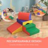 HOMCOM Baby Soft Play Set, 4 Piece Soft Play Equipment for Toddlers 12-36 Months, Climb and Crawl Foam Play, Kids Activity Play Toy, Red