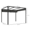 Outsunny 3 x 3(m) Garden Pergola with Retractable Roof Canopy, Aluminium Pergola Kit Gazebo with Roller Shade, UPF30+ Sun Shade Shelter for Porch, Dark Grey