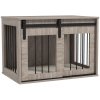 PawHut Dog Crate Furniture, Dog House Furniture Style for Medium Breeds, Pet Kennel with Removable Cushion for Indoor Use, 80 x 54 x 57cm, Brown