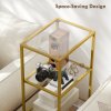 HOMCOM 4-Tier Shelving Unit, Modern Glass Shelf, Bookshelf, Storage Rack for Living Room, Home Office, Bedroom, Bathroom, 40 x 30 x 97 cm, Gold Tone