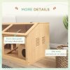PawHut Wooden Hamster Cage, Gerbil Cage for Syrian Hamster with Exercise Play House, Openable Top 85 x 45 x 44cm - Nature