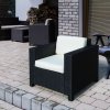 Outsunny Single Seater Rattan Chair, PE Wicker Garden Armchair with 10 cm Thickened Cushion, All-Weather Rattan Garden Chair with Armrests, Black