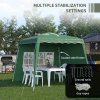 Outsunny 2.4 x 2.4m Pop Up Gazebo Canopy Tent with 2 Sidewalls and Carry Bag, Height Adjustable, UV50+ Party Tent Event Shelter for Garden, Patio, Green