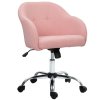 HOMCOM Office Chair, Teddy Fleece Swivel Computer Desk Chair, Makeup Vanity Seat with Adjustable Height for Home Study Bedroom, Pink