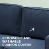 HOMCOM 2 Seater Sofa with Storage, Compact Loveseat Sofa with Solid Wood Legs, Corduroy Small sofa Settee for Living Room, Bedroom, Home Office, 117 x 63 x 79cm, Blue