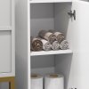 kleankin High Gloss Bathroom Cabinet, Free Standing Storage Cupboard with Doors and Adjustable Shelves, White