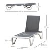 Outsunny Portable Outdoor Chaise Lounge Sun Lounger with Adjustable Back, Breathable Texteline, Light Grey