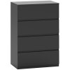 HOMCOM Chest of Drawers, 4 Drawers Storage Cabinet Floor Tower Cupboard for Bedroom Living Room, Black