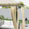 Outsunny 3 x 3 m Garden Gazebo, Double Roof Metal Gazebo with Curtains and Solar-Powered LED Lights, Outdoor Canopy Shelter for Patio, Deck, Beige