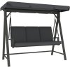 Outsunny 3 Seater Garden Swing Seat with UPF30+ Adjustable Canopy, Swing Chair with Cushion, Outdoor Hammock Bench for Balcony Patio, Dark Grey