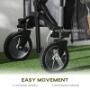 Outsunny Folding Garden Trolley, Cargo Trailer on Wheels, Collapsible Camping Trolley with Folding Board, Outdoor Utility Wagon with Steel Frame and Oxford Fabric, Dark Grey