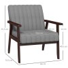 HOMCOM Fabric Accent Chair, Modern Tufted Armchair for Bedroom, Living Room, Upholstered Lounge Chair with Wood Legs, Grey