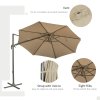 Outsunny 3(m) Cantilever Parasol 360 Rotation Roma Umbrella Hanging Sun Shade with Aluminium Frame, Tilt Crank, 8 Ribs and Cross Base, Khaki