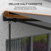 Outsunny 3.5 x 2.5m Electric Awning with Remote Controller, Aluminium Frame Retractable Awning, Half Cassette Sun Canopies for Patio Deck Door Window, Dark Grey