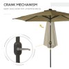 Outsunny 2.7m Patio Garden Umbrella Outdoor Parasol Outdoor Market Table Umbrella with Tilt Crank and 24 LEDs Lights (Brown)
