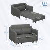 HOMCOM Pull Out Double Sofa Bed, Fabric 2 Seater Sofa Couch with Pillows and Side Pockets, Convertible Sleeper for Living Room, Grey