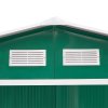 Outsunny 9 x 6ft Metal Garden Shed, Outdoor Storage Tool House with Ventilation Slots, Foundation Kit and Lockable Double Doors, Green
