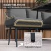 Outsunny 6 Pieces Rattan Garden Furniture Set, Garden Corner Sofa with Thickened Cushions, Outdoor Dining Set with Glass Top Dining Table, Loveseats and Footstools for Conservatory, Light Grey