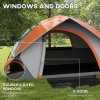 Outsunny Camping Tent, 2 Man Dome Tent, 3000mm Waterproof, with Sewn-in Groundsheet, Carry Bag and Top Hook, for Fishing Hiking Festival, Grey and Orange