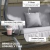 Outsunny 2-in-1 Garden Swing Seat Bed, 3 Seater Convertible Swing Chair Bench with Tilting Canopy, Cushioned Seat and 2 Pillows for Patio, Garden, Light Grey
