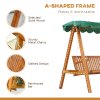 Outsunny 3 Seater Garden Swing Seat with Canopy, Wooden Swing Chair, Outdoor Hammock Bench for Balcony Patio Porch, Green