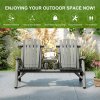 Outsunny Wood Patio Chair Bench 2 Seats with Centre Coffee Table, Garden Bench for Lounging and Relaxing Outdoors, Grey