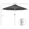 Outsunny 3(m) Solar Powered Garden Parasol with Lights, LED Lighted Deck Umbrella with 48mm Aluminium Pole, Crank, Solar Charged and USB Type-c, for Balcony, Outdoor and Lawn, Charcoal Grey