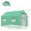 Outsunny 2 x 3(m) Walk-in Polytunnel Greenhouse with Wide Roll-up Door, 4 Mesh Windows, Tunnel Warm House Tent with UV-resistant PE Cover, Green