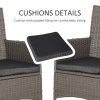 Outsunny 4 Pieces Outdoor PE Rattan Dining Chairs Set with Cushion, Garden Armchair with Armrests, High Backrest, Metal Frame Patio Wicker Furniture, Grey