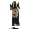 HOMCOM 160cm Witch Outdoor Halloween Decoration, Halloween Animatronic with Sound Activated, Light Up Eyes, Sound Effects, Animated Prop for Haunted House