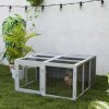 PawHut 48 Inch Rabbit Hutch Rabbit Run Small Animal Guinea Pig House Bunny Cage Hideaway Outdoor with Openable Roof Grey