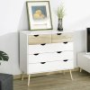 HOMCOM Nordic Style Chest of Drawers, 5 Drawer Dresser with 4 Tapered Legs and Groove Handles, Storage Organiser Side Cabinet for Bedroom, Living Room