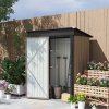 Outsunny 5x3ft Garden Shed, Steel Small Shed, Outdoor Lean-to Shed with Adjustable Shelf, Lock and Gloves for Patio, Garden, Brown with Foundation Kit