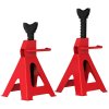 HOMCOM Axle Stands 3 Ton Car Jack Stands Pack of 2, 38.5-60 cm Height Adjustable Support Jack Stand, Heavy Duty Car Lift Tool for Vehicles, Caravans, Workshops, Garages, Red