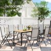 Outsunny Garden Table for 6 People, 160 x 80 x 75 cm Rectangle Outdoor Dining Table with Slatted Top, Metal Frame, for Balcony, Deck, Teak