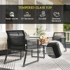 Outsunny 4 Pieces Rattan Garden Furniture Set, Metal Frame Outdoor Furniture Sofa Set with Cushions, Pillows & Tempered Glass Top Table, Wicker Garden Sofa for Conservatory, Patio, Charcoal Grey