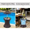 Outsunny PE Rattan Ice Bucket Table, Height Adjustable Liftable Outdoor Drinks Cooler, 52 cm Round Garden Beer Cocktail Table with Lid for Bar, Patio, Terrace, Brown