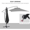 Outsunny 3x2m Cantilever Parasol with Cross Base, Banana Parasol with Crank Handle and 6 Ribs, Rectangular Hanging Patio Umbrella for Outdoor Pool, Garden, Balcony, Black