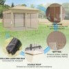 Outsunny 3 x 3(m) Pop Up Gazebo with Sides, 20 Solar-Powered LED Lights, Netting, Roller Bag, 4 Weight Bags, Marquee Party Tent, Height Adjustable Instant Event Shelter, Khaki