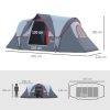 Outsunny 5-6 Man Dome Camping Tent Hiking Shelter UV Protection 3000mm Water Resistant Tunnel Tent - Grey