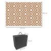 Outsunny Reversible Outdoor Rug with Carry Bag, Waterproof Plastic Straw Mat for Garden, Deck, RV, Picnic, Beach, Camping, 182 x 274cm, Brown
