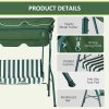 Outsunny 3 Seater Canopy Swing Chair Outdoor Garden Bench with Adjustable Canopy and Metal Frame - Green Stripes