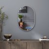 HOMCOM Oval Bathroom Mirror, Modern Wall-mounted Vanity Mirror with Wide Aluminium Frame, Tempered Glass for Living Room, Entryways, Horizontal or Vertical Hanging, 60 x 90cm, Silver