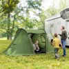 Outsunny 3 Man Camping Tent with Living Area and 2 Bedrooms, 3000mm Waterproof Family Tent with Sewn-in Groundsheet, Portable Dome Tent with Bag for Hiking, Festival, Backpacking, Green