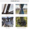 Outsunny 3 x 3 m Metal Gazebo, Garden Pavillion, Double Roof Outdoor Canopy Shelter with Mesh Sidewalls, Grey