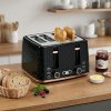 HOMCOM 4 Slice Toaster with 7 Browning Levels, High Lift, Reheat/Defrost/Cancel, Self-centring Function, Removable Crumb Tray, Auto Off, 1600W, Black Honeycomb Texture