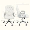 Vinsetto Home Office Chair, Velvet Computer Chair, Button Tufted Backrest with Swivel Wheels, Adjustable Height and Tilt Function, Cream White