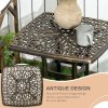 Outsunny Outdoor Garden Table with 38mm Dia. Umbrella Hole, Cast Aluminium Patio End Table with Anti-slip Foot Pads for Garden, Patio, Balcony, 54 x 54cm, Bronze Tone